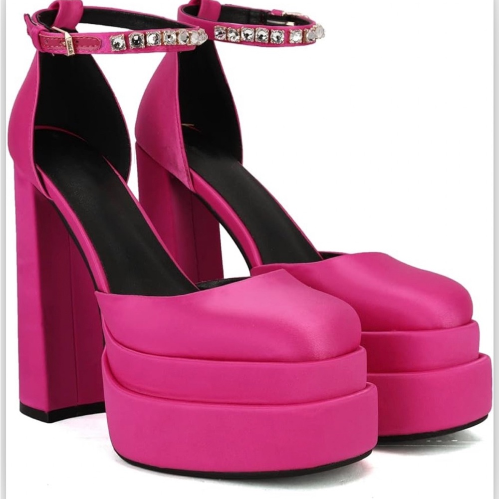 Pink Satin Platforms - image 1